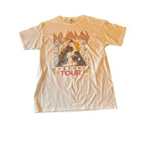 Def Leppard Hysteria 1988 Tour Shirt Jerzees Dri-Power L 100% Cotton White